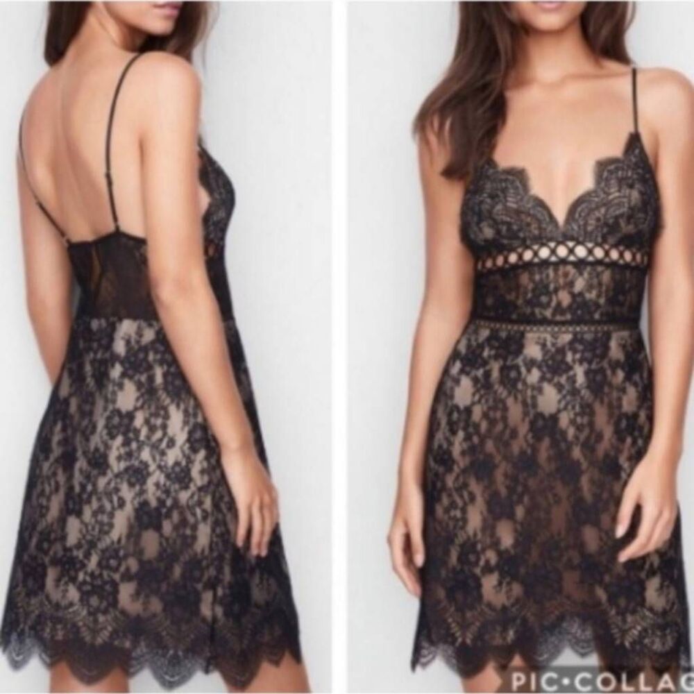 Victoria's Secret Dream Angels Black Lace Slip Dress